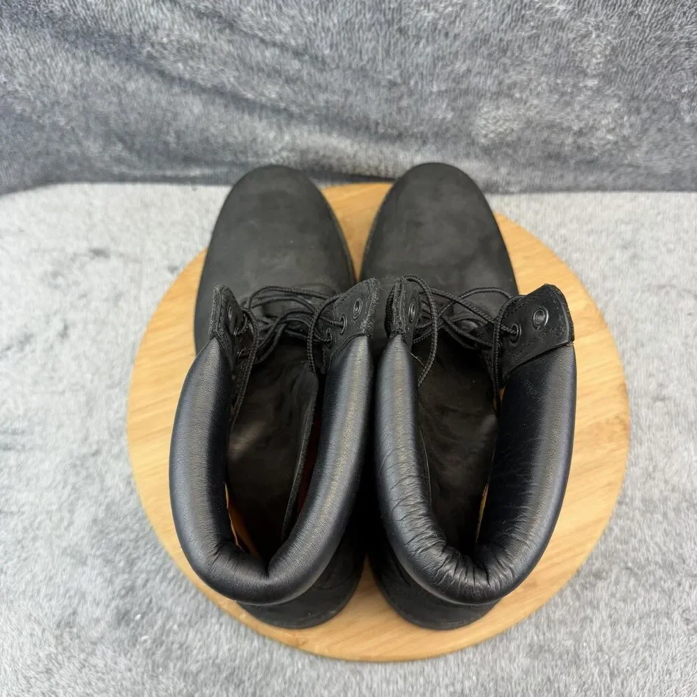 Timberland Boots Mens Size 10.5 Black Nubuck Leather Ankle Combat 10073 Lug Sole